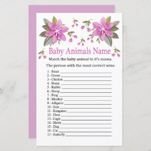 Purple Blumen Baby Animals Name Game