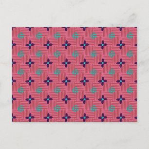 Purple Blumen Blue Sun - Pink Crosshatching Postkarte