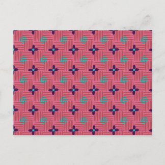Purple Blumen Blue Sun - Pink Crosshatching Postkarte