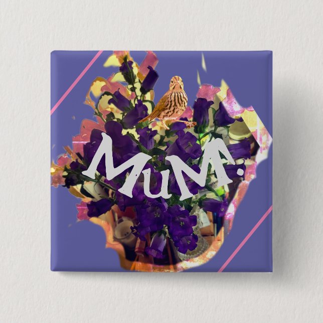 Purple Blumen Button (Vorderseite)