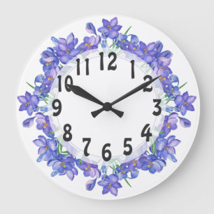 Purple Blumen Große Wanduhr