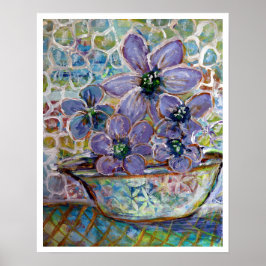 Purple Blumen in einem Bowl Impressionismus Print Poster