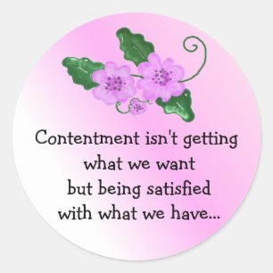 Purple Blumen mit Message - Content Runder Aufkleber