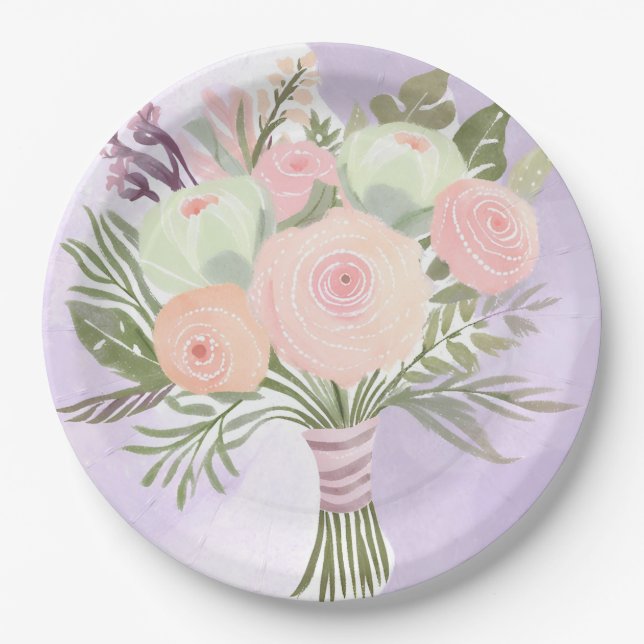 Purple Blumen Pappteller (Vorderseite)