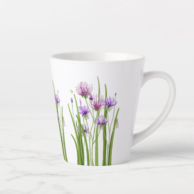 Purple Blumen und Bugs Latte Tasse (Rechts)