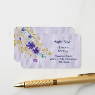 Purple Blumen und Gold Blätter Lila Foil Raffle Begleitkarte