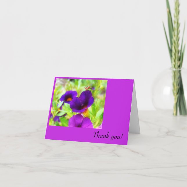 Purple Blumen und Insekten Vielen Dank Karte (Vorderseite)