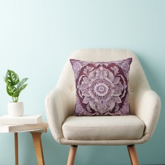 Purple bohemian mandala AI art  Kissen