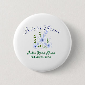 Purple boho love in Bloom bridal shower name retro Button