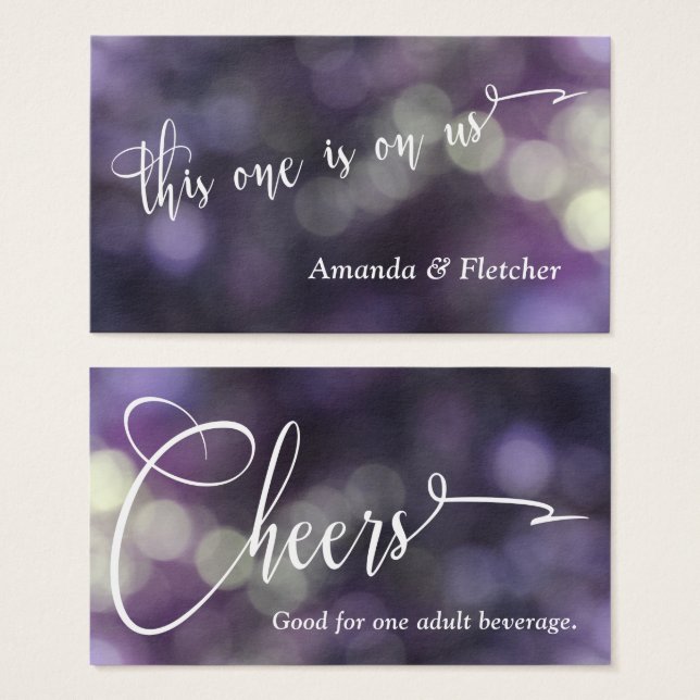 Purple Bokeh Light & Typographie 32 Billets de boi (Devant & derrière)