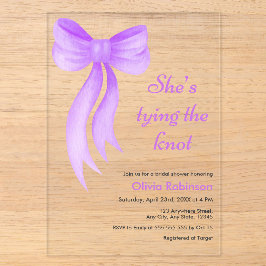 Purple Bow She's Tying the Knot Bridal Shower  Acryleinladungen