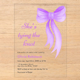 Purple Bow She's Tying the Knot Bridal Shower  Acryleinladungen