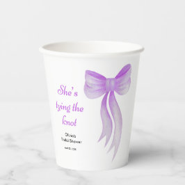 Purple Bow She's Tying the Knot Bridal Shower Pappbecher