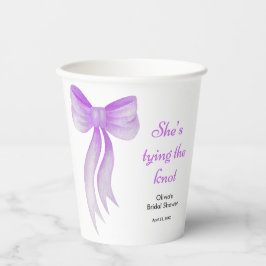 Purple Bow She's Tying the Knot Bridal Shower Pappbecher