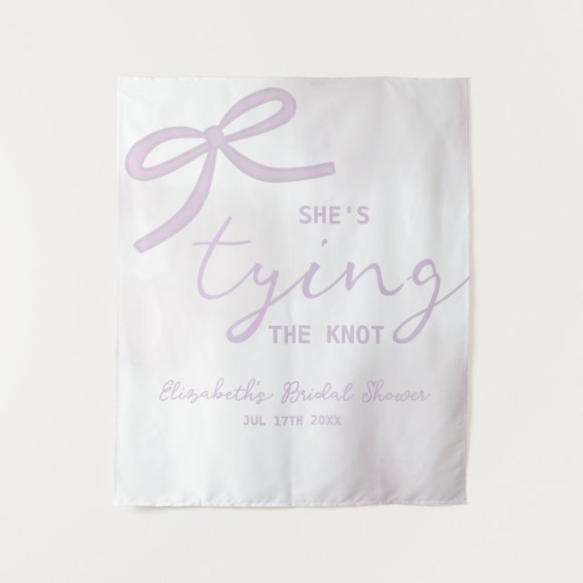 Purple Bow Watercolor Bridal Shower Wandteppich (Vorderseite)