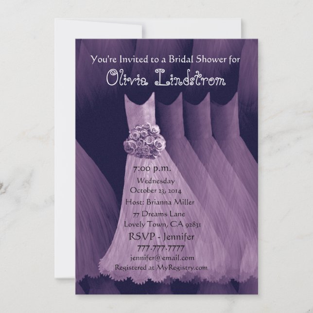 PURPLE Bridesmaid : Invitation à la douche nuptial (Devant)