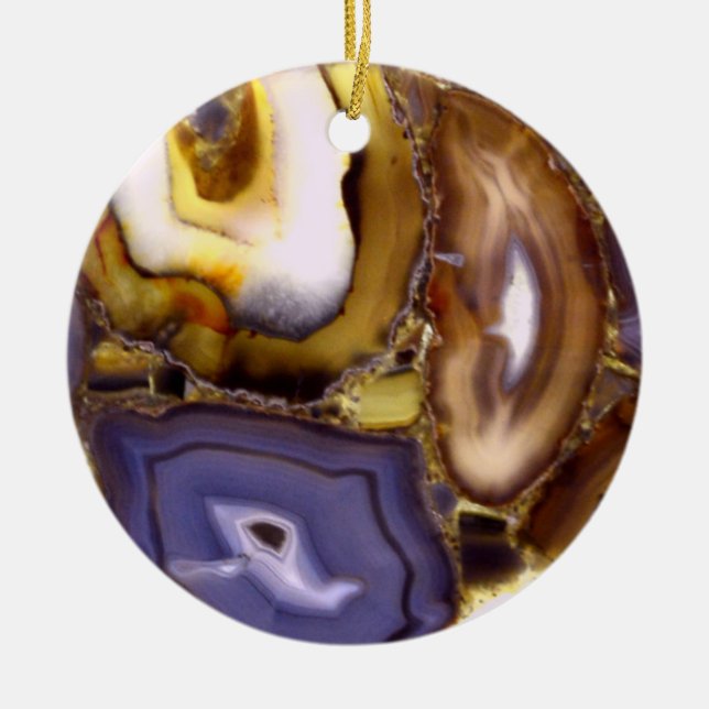 Purple Brown White Agate stone pattern  Keramik Ornament (Vorne)