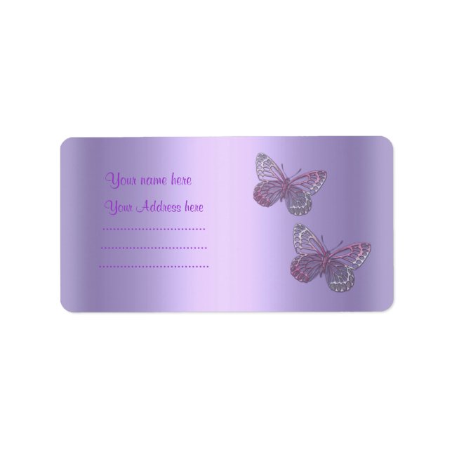 PURPLE BUTTERFLY ADDRESS LABEL ADRESSAUFKLEBER (Vorne)
