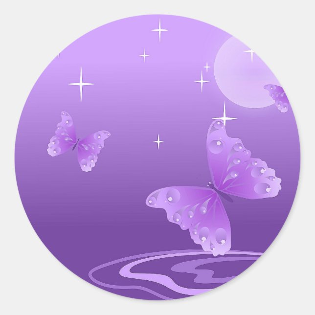 Purple Butterfly Peace Love Grace Destiny Runder Aufkleber (Vorderseite)