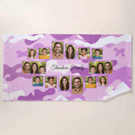 Purple Camo Family Collage Photo Strandtuch