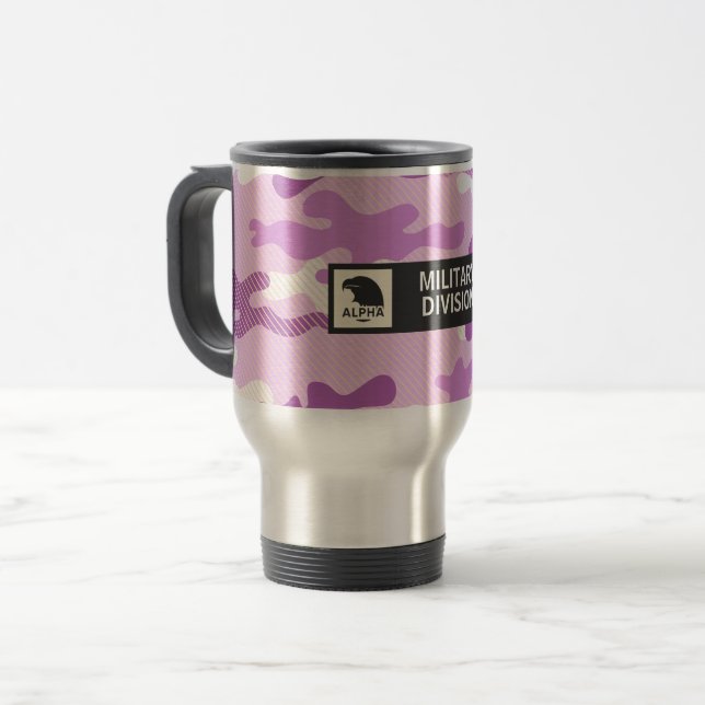 Purple Camouflage Pattern Reisebecher (Vorderseite Links)