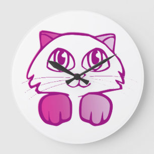 Purple cat große wanduhr