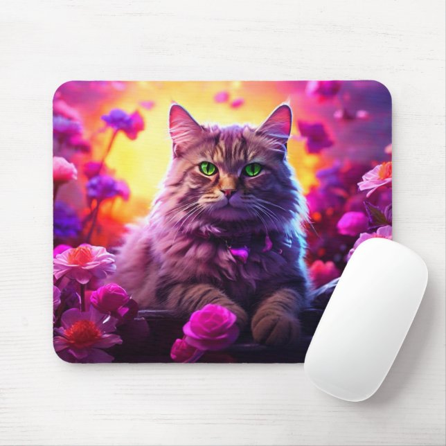Purple Cat Mouse Pad – Perfect Gift for Cat Lovers Mousepad (Mit Mouse)