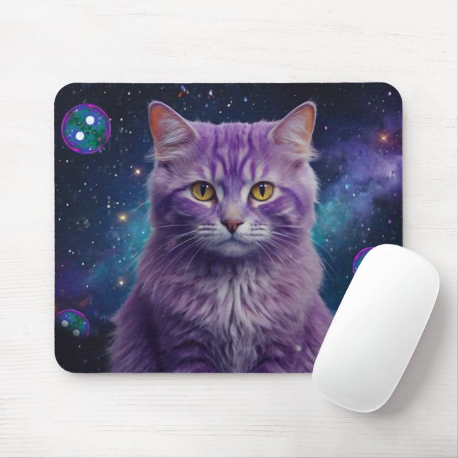 Purple Cat Mouse Pad – Perfect Gift for Cat Lovers Mousepad (Mit Mouse)