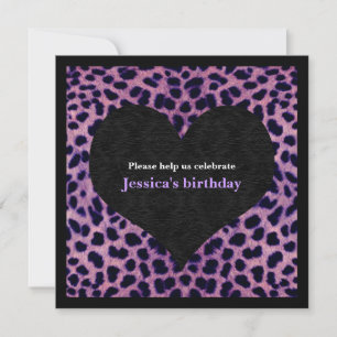Purple Cheetah Imprimante Invitation