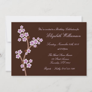 Purple Cherry Blossom Invitations d'anniversaire B