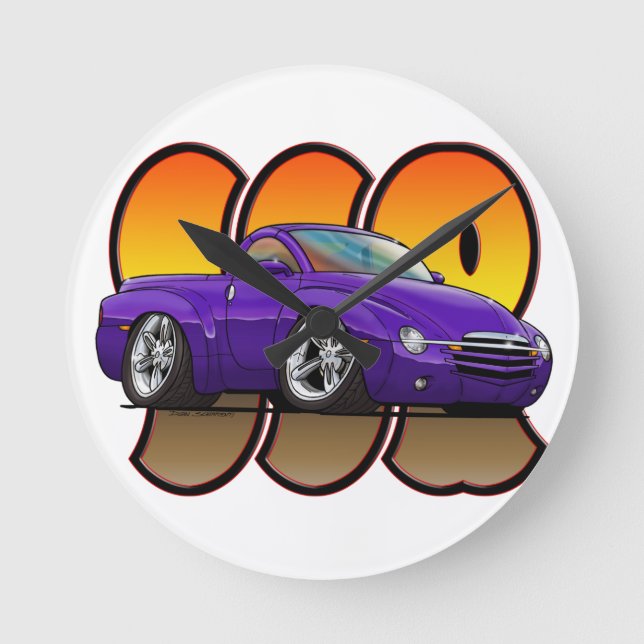 Purple Chevy SSR Runde Wanduhr (Vorderseite)