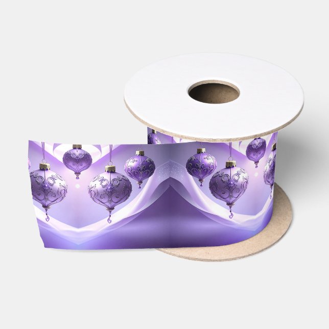 Purple Christmas Ball Holiday Satin Ribbon Satinband (Spule)