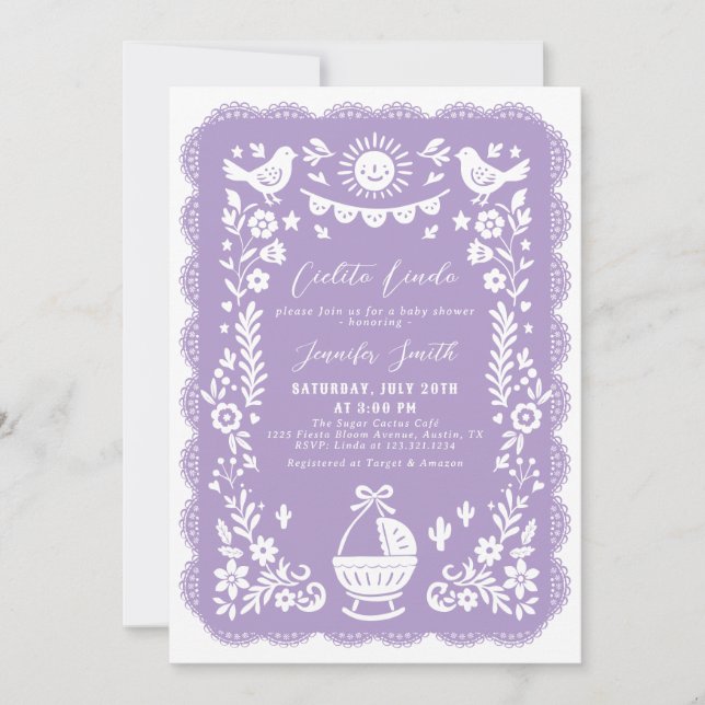 Purple Cielito Lindo Baby shower Invitation (Devant)