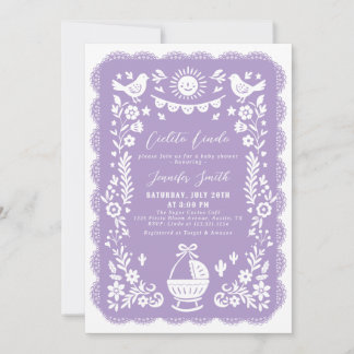 Purple Cielito Lindo Baby shower Invitation