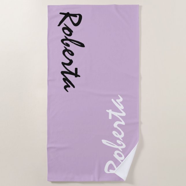 Purple clair Nom personnalisé Serviette de plage p (Devant)