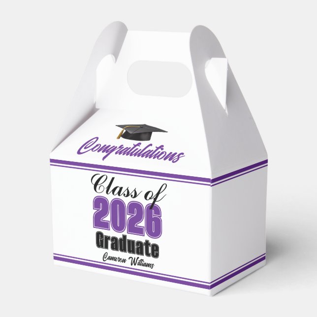 Purple Class of 2026 Custom Graduation Party Geschenkschachtel (Vorderseite)