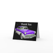 Purple Classic Muscle Car Birthday Thank You