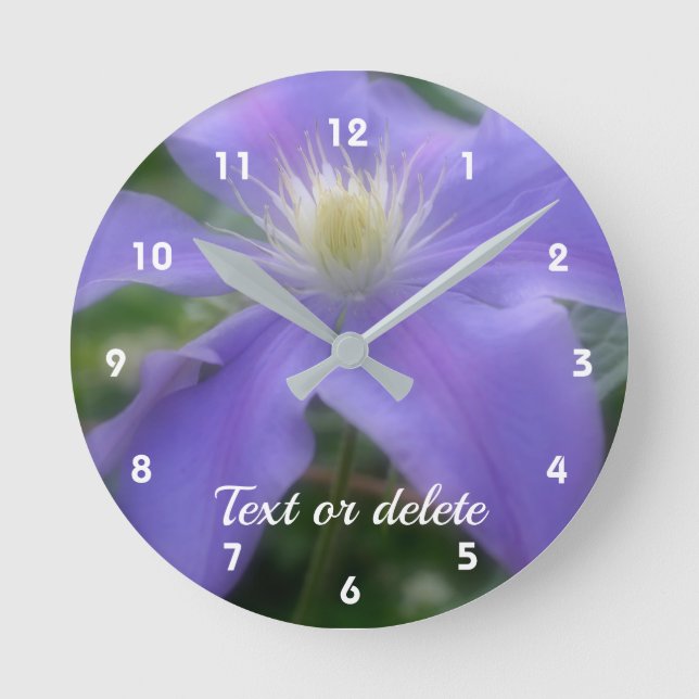 Purple Clematis Flower Personalized Runde Wanduhr (Vorderseite)