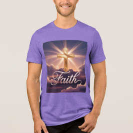 Purple Clouds Gold Cross Faith Tri-Blend Shirt