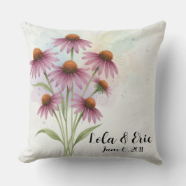 Purple Coneflower Flower Bouquet Anniversary Kissen