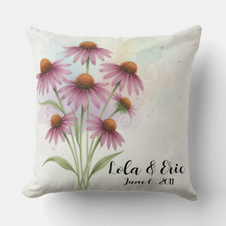 Purple Coneflower Flower Bouquet Anniversary Kissen
