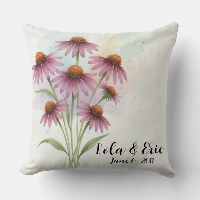 Purple Coneflower Flower Bouquet Anniversary Kissen (Vorderseite)