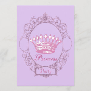 Purple Crown Princess Invitation de fête d'anniver