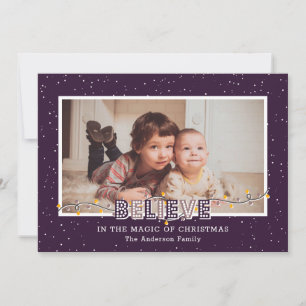 Purple Croyez en la Magie Photo Cartes de Noël