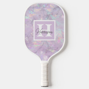Purple Crystal Geode Monogram & Name Personalized Pickleball Schläger
