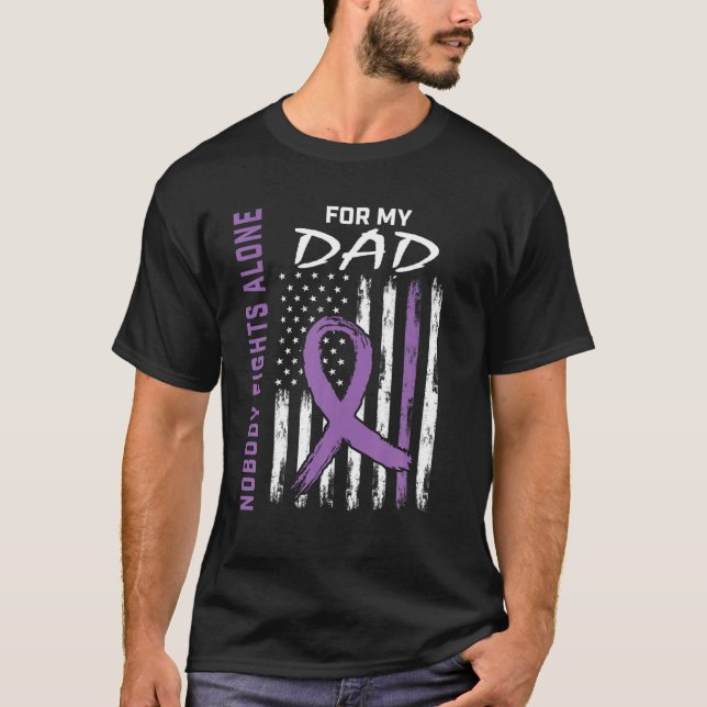 Purple Dad Alzheimers Awareness Flag Dementia Fami T-Shirt (Vorderseite)