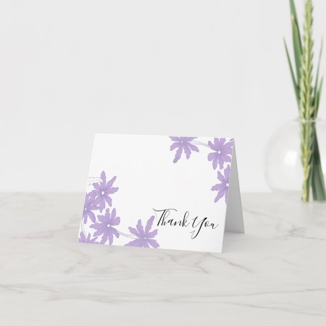 Purple Daisies Bridesmaid Thank You Note Card Dankeskarte (Vorderseite)