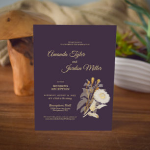Purple Daisy Antique Mariage Réception Invitation