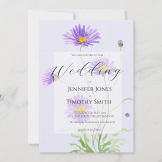 purple daisy wedding invitation einladung