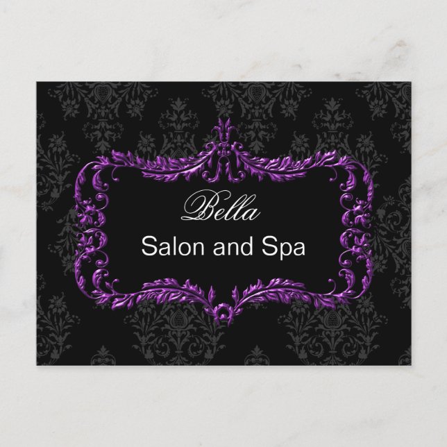 Purple damask business ThankYou Cartes (Devant)
